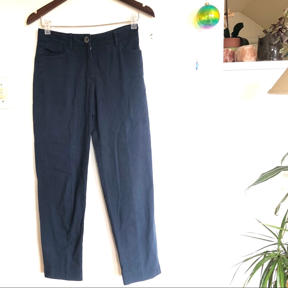 Brunello Cucinelli Navy Blue Ankle Trousers 0 2 - Picture 2 of 9
